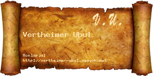 Vertheimer Ubul névjegykártya